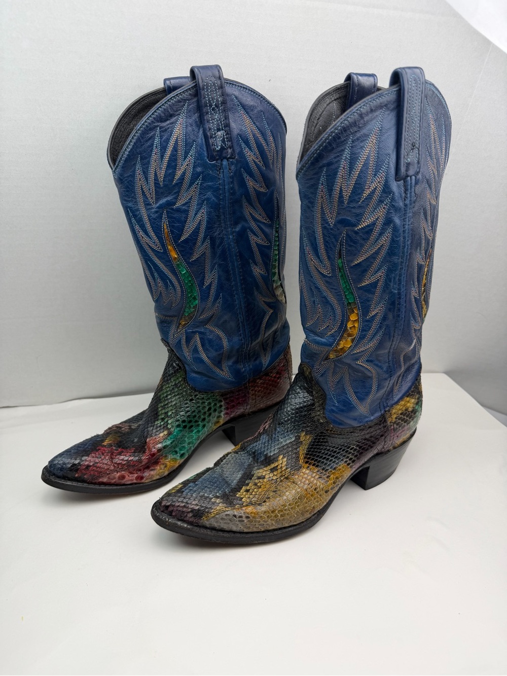 Womens Vintage Dan Post Rainbow Python Snakeskin Cowboy Boots 14079 Size 7.5